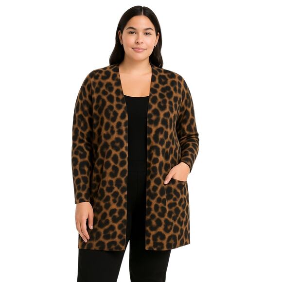 Leopard Print Slouchy Cardigan XL – Cozy Girlcore Vibes, Hidden Pockets - Picture 1 of 6